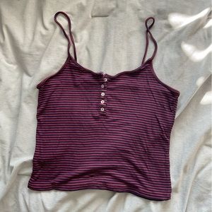 Striped Button Up Spaghetti Strap Top | Charlotte Russe